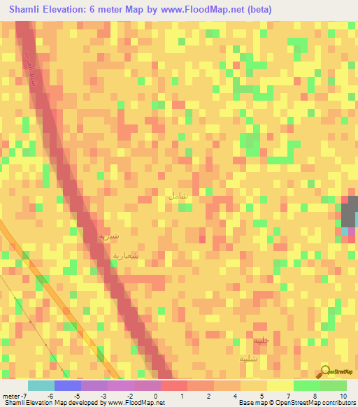 Shamli,Iraq Elevation Map