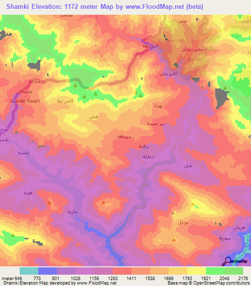 Shamki,Iraq Elevation Map