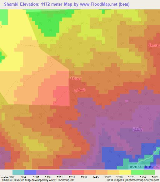 Shamki,Iraq Elevation Map