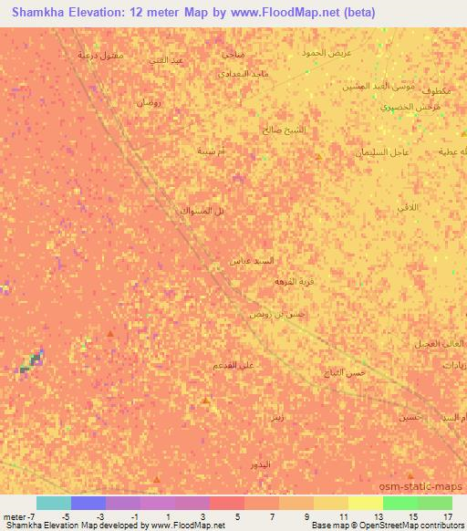 Shamkha,Iraq Elevation Map