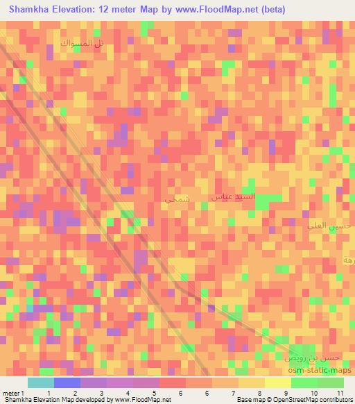 Shamkha,Iraq Elevation Map