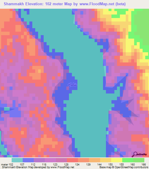 Shammakh,Iraq Elevation Map