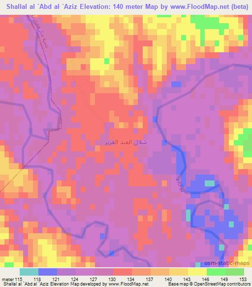 Shallal al `Abd al `Aziz,Iraq Elevation Map