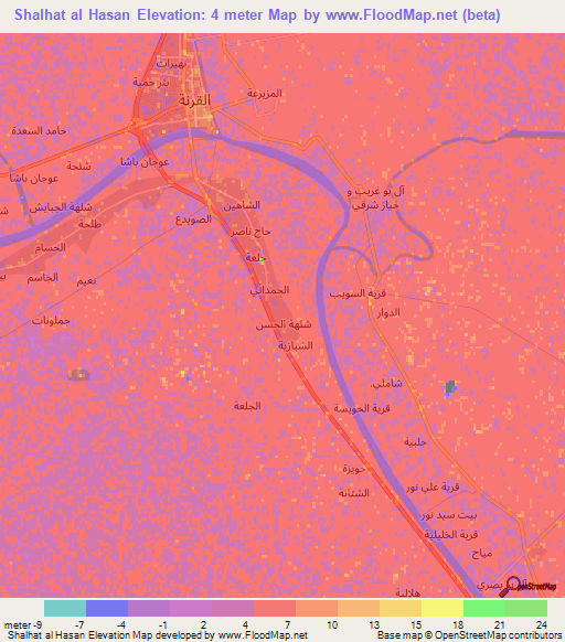 Shalhat al Hasan,Iraq Elevation Map