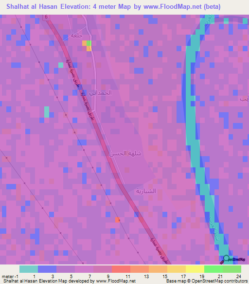 Shalhat al Hasan,Iraq Elevation Map