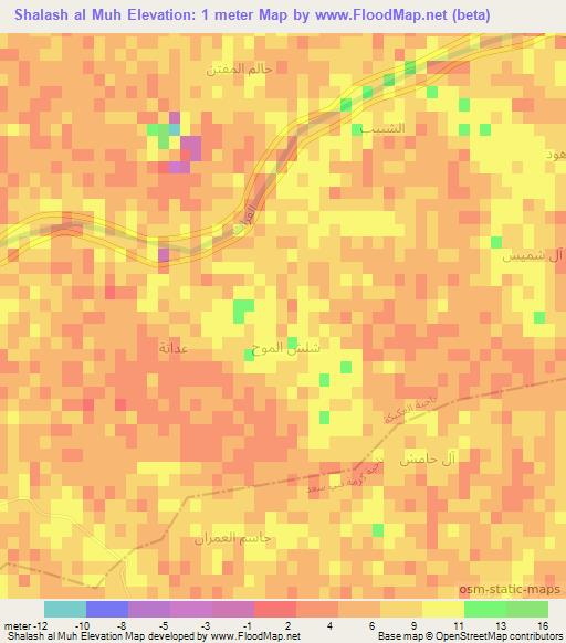 Shalash al Muh,Iraq Elevation Map