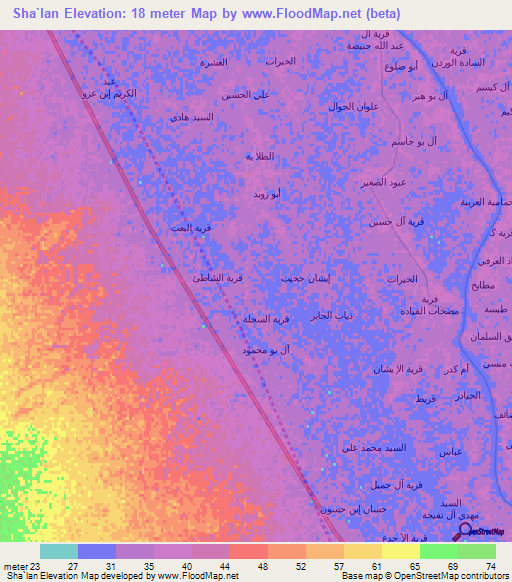 Sha`lan,Iraq Elevation Map