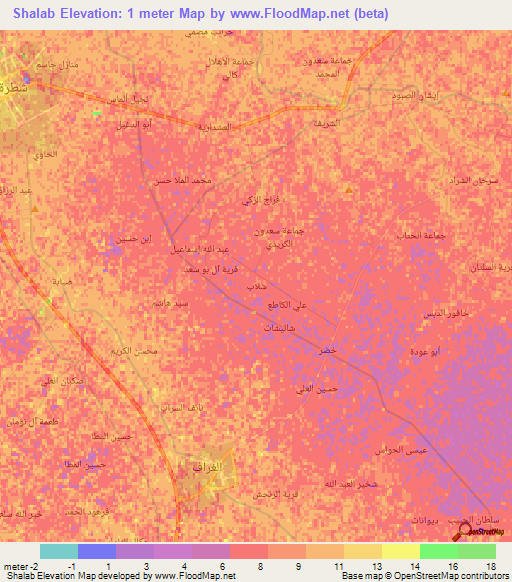 Shalab,Iraq Elevation Map