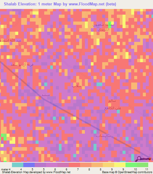 Shalab,Iraq Elevation Map