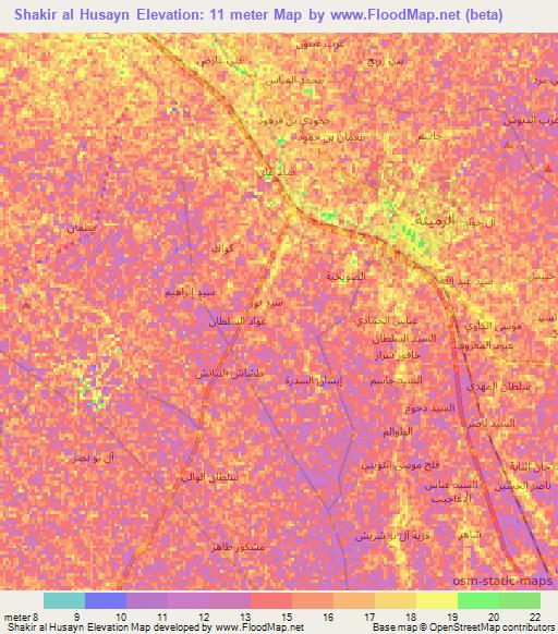Shakir al Husayn,Iraq Elevation Map