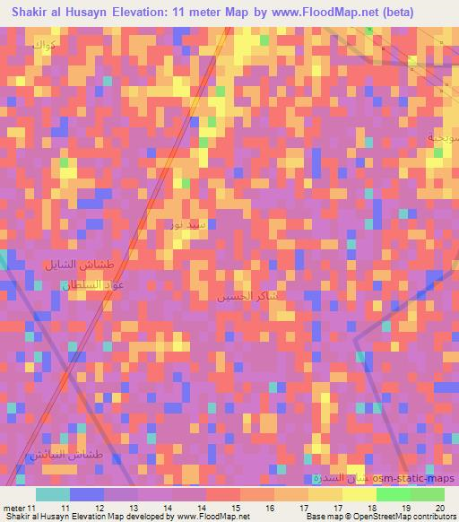 Shakir al Husayn,Iraq Elevation Map