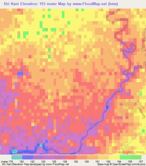 Shi Kani,Iraq Elevation Map