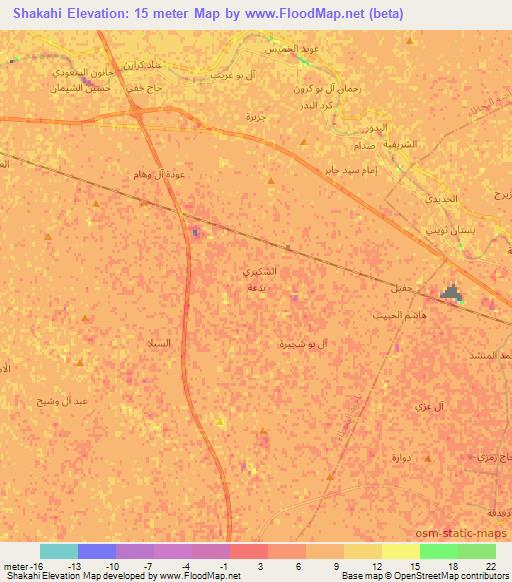 Shakahi,Iraq Elevation Map