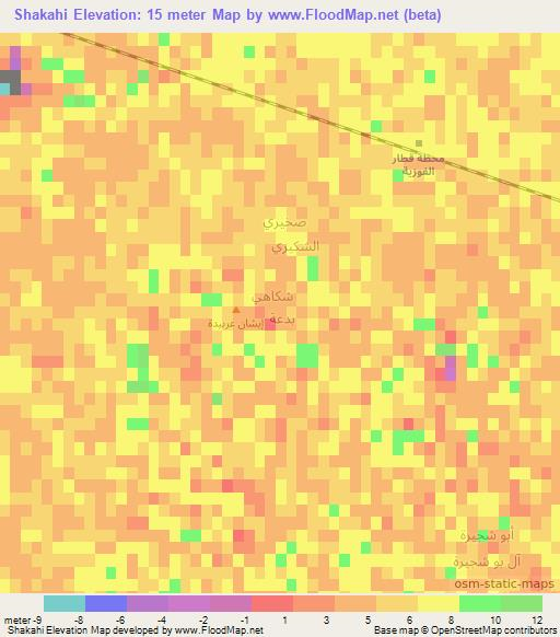 Shakahi,Iraq Elevation Map