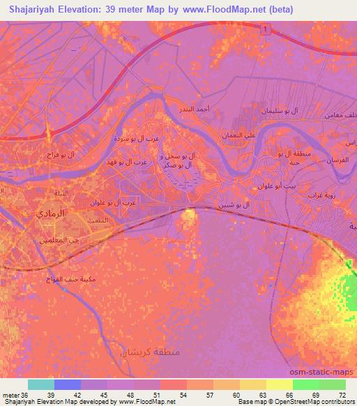 Shajariyah,Iraq Elevation Map