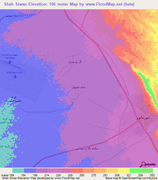 Shah Siwan,Iraq Elevation Map