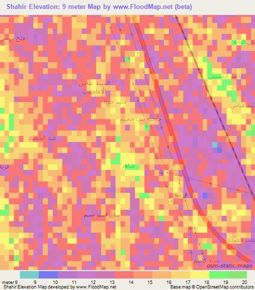 Shahir,Iraq Elevation Map