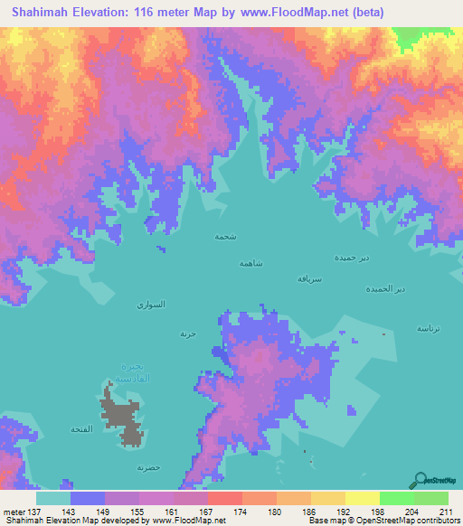 Shahimah,Iraq Elevation Map