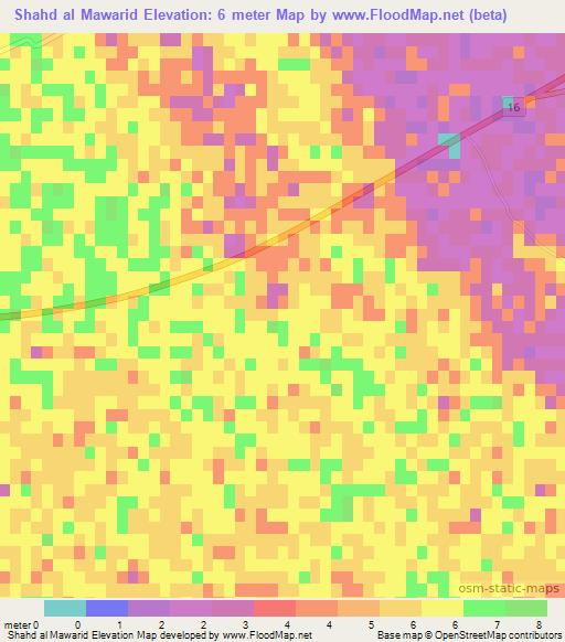 Shahd al Mawarid,Iraq Elevation Map