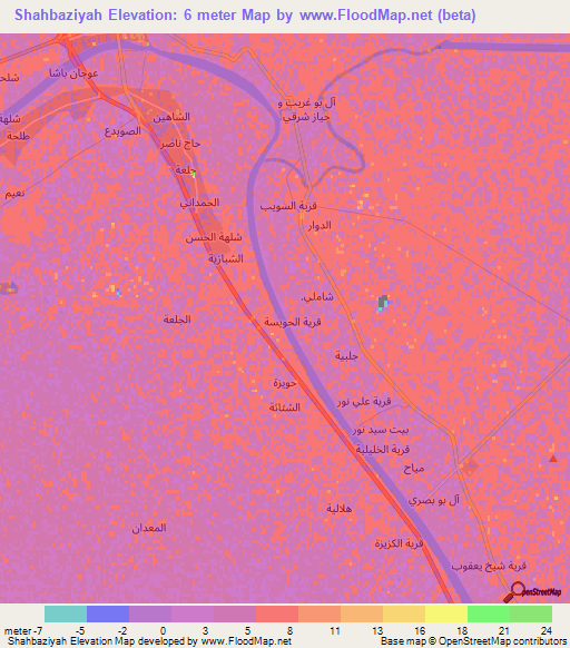 Shahbaziyah,Iraq Elevation Map