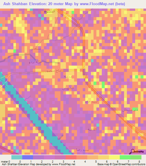 Ash Shahban,Iraq Elevation Map