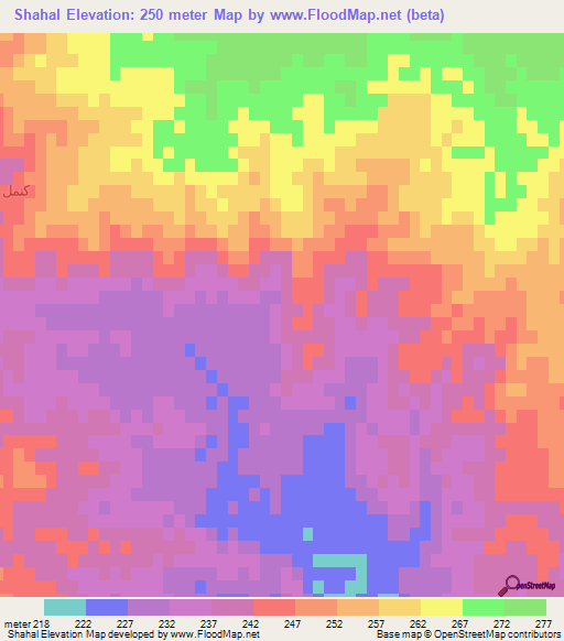 Shahal,Iraq Elevation Map