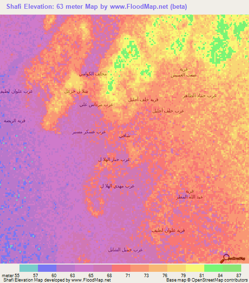 Shafi,Iraq Elevation Map