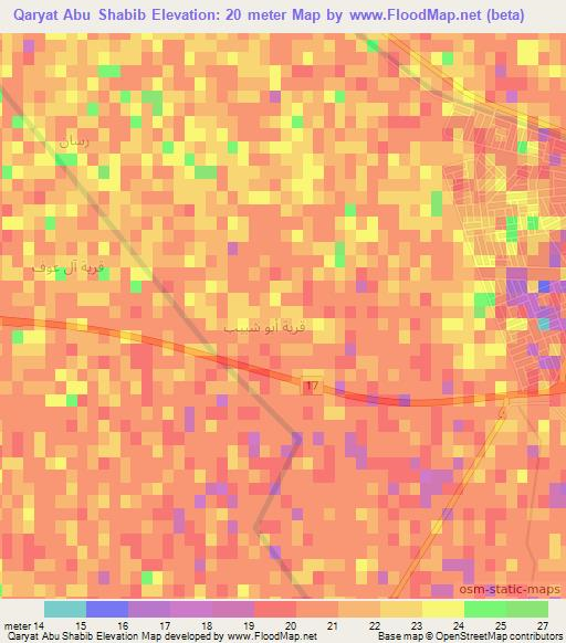 Qaryat Abu Shabib,Iraq Elevation Map