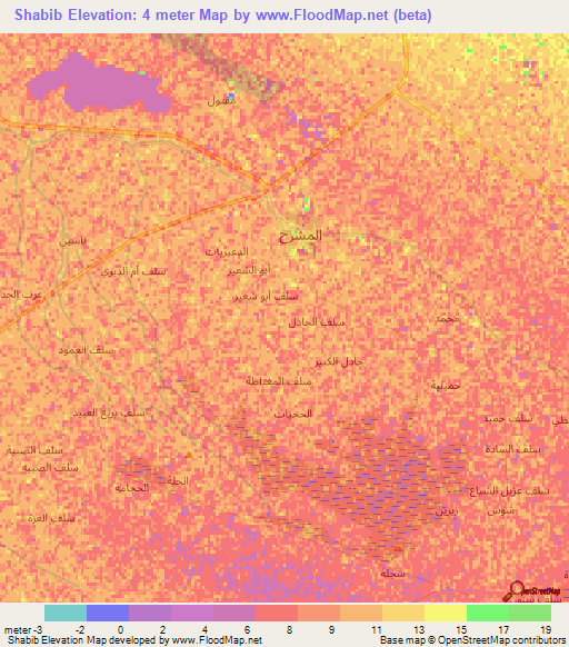 Shabib,Iraq Elevation Map