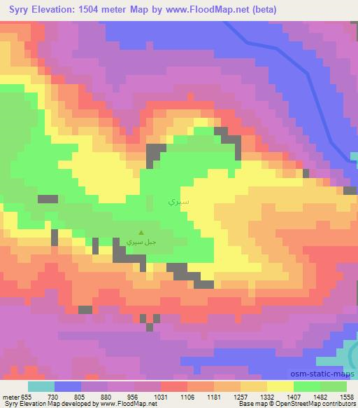 Syry,Iraq Elevation Map