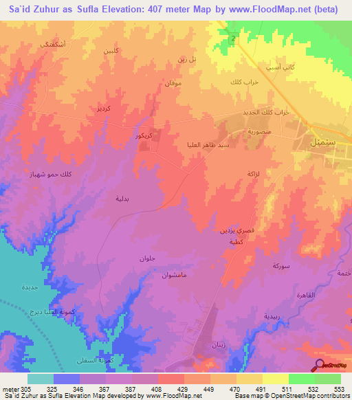 Sa`id Zuhur as Sufla,Iraq Elevation Map