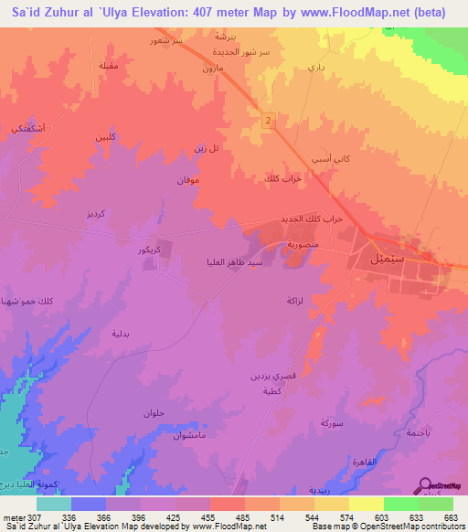 Sa`id Zuhur al `Ulya,Iraq Elevation Map