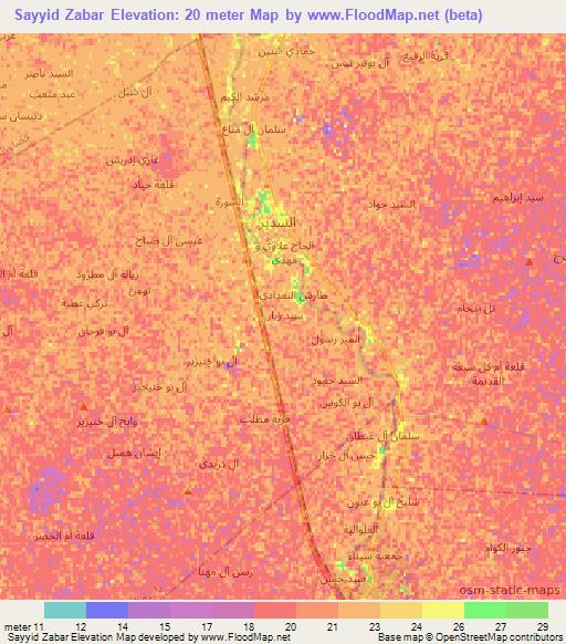 Sayyid Zabar,Iraq Elevation Map