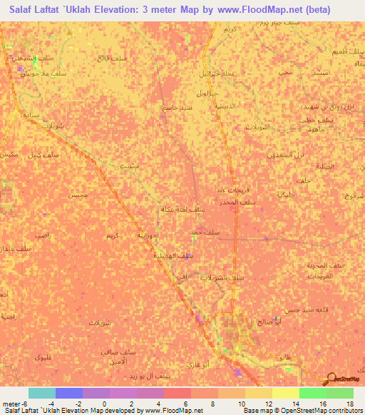 Salaf Laftat `Uklah,Iraq Elevation Map