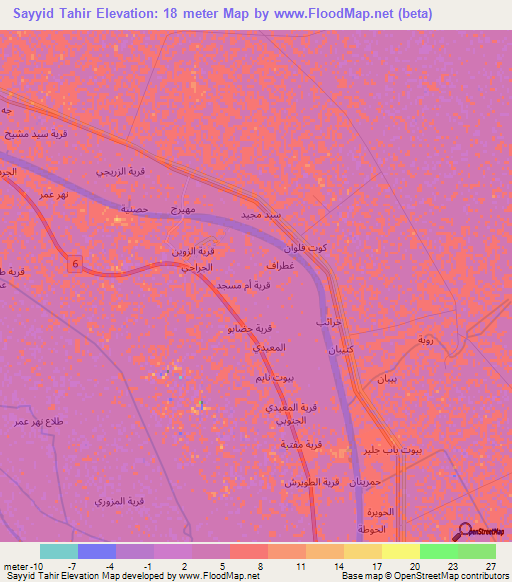 Sayyid Tahir,Iraq Elevation Map