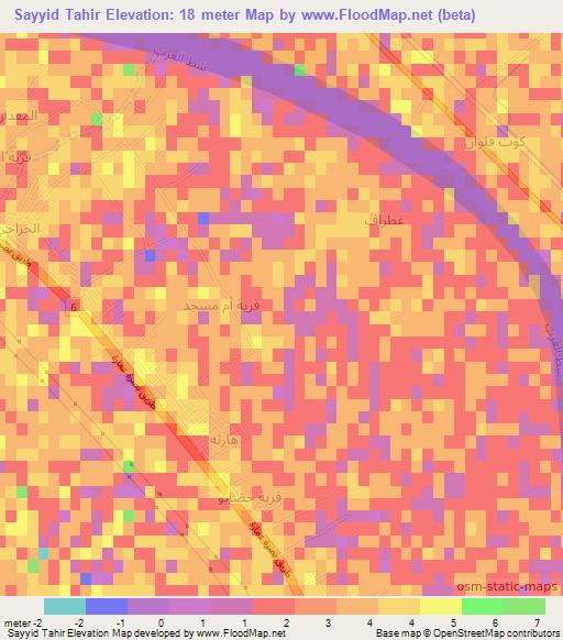 Sayyid Tahir,Iraq Elevation Map