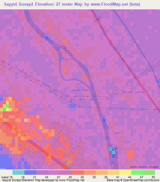 Sayyid Sunayd,Iraq Elevation Map