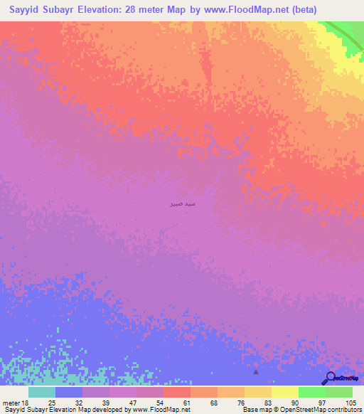 Sayyid Subayr,Iraq Elevation Map