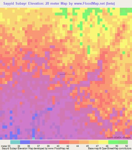 Sayyid Subayr,Iraq Elevation Map