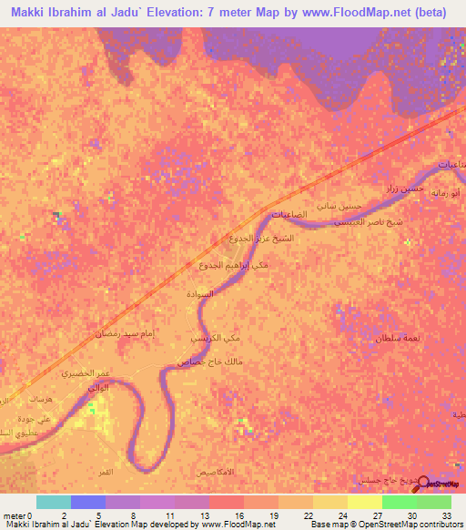 Makki Ibrahim al Jadu`,Iraq Elevation Map