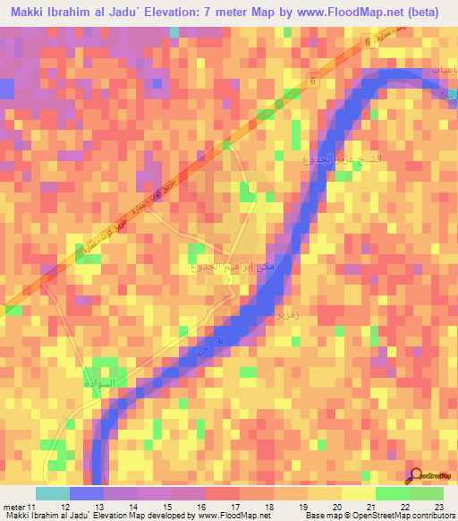 Makki Ibrahim al Jadu`,Iraq Elevation Map