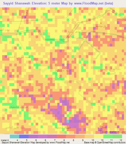Sayyid Shanawah,Iraq Elevation Map