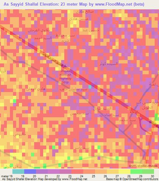 As Sayyid Shallal,Iraq Elevation Map