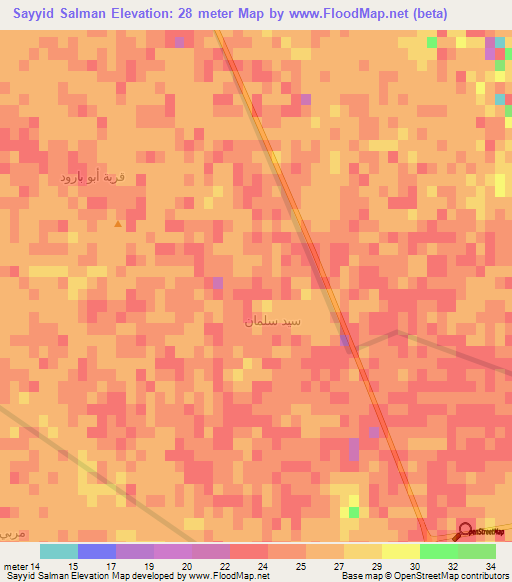 Sayyid Salman,Iraq Elevation Map