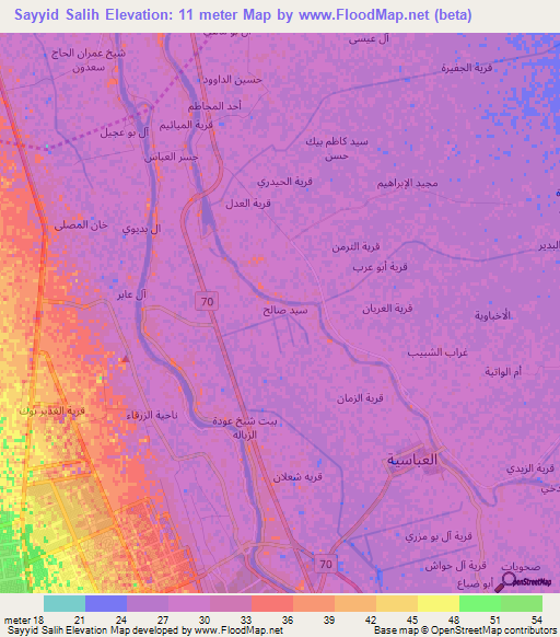 Sayyid Salih,Iraq Elevation Map