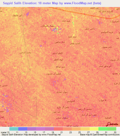 Sayyid Salih,Iraq Elevation Map