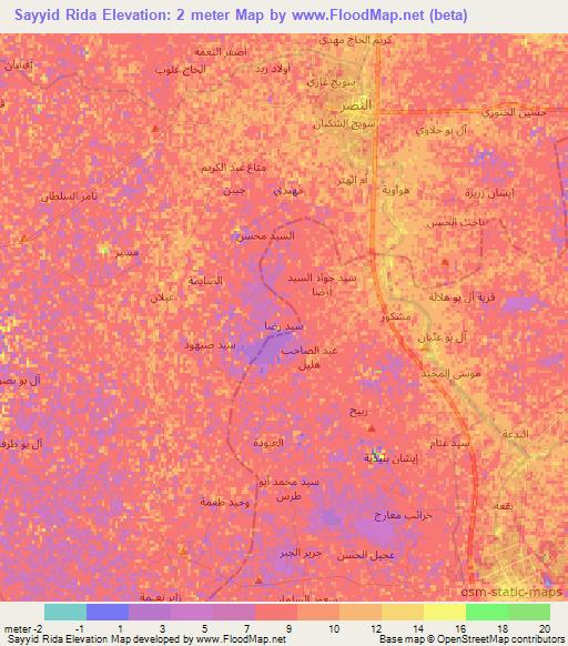 Sayyid Rida,Iraq Elevation Map