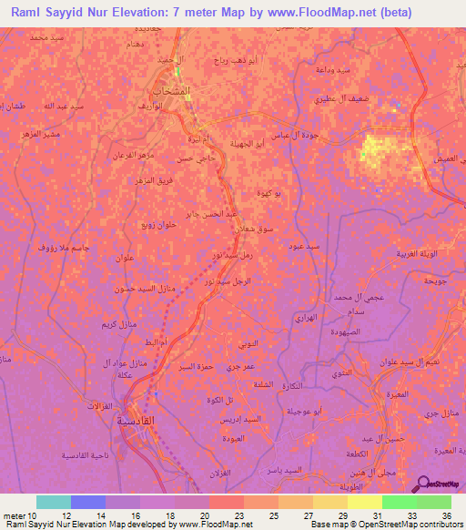 Raml Sayyid Nur,Iraq Elevation Map