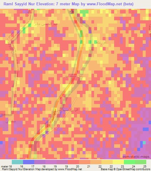 Raml Sayyid Nur,Iraq Elevation Map