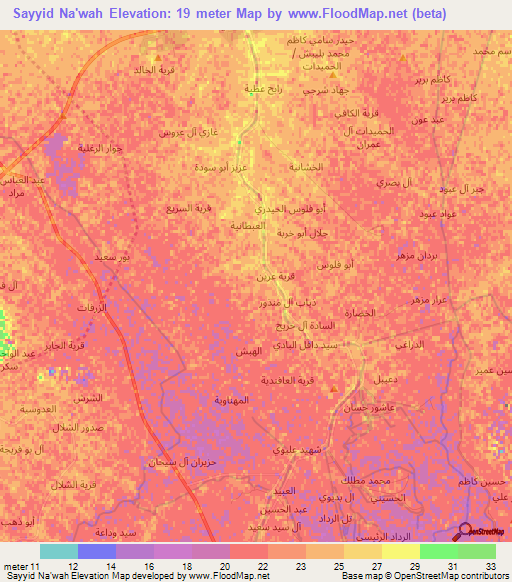 Sayyid Na'wah,Iraq Elevation Map